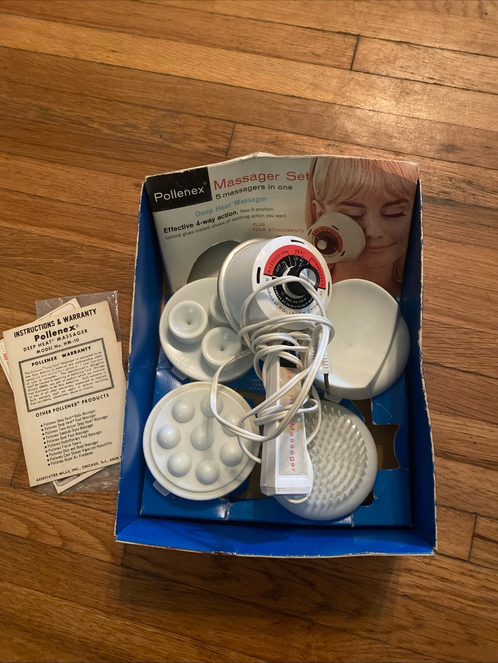 Vintage 1974 Pollenex Deep Heat Massager HM-10A4 Complete Boxed Tested